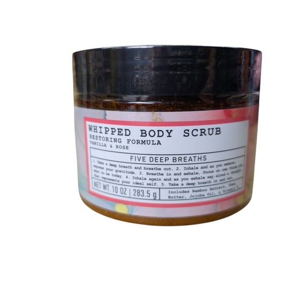 Whipped Body Scrub Restoring Smoothing 2PC Vanilla Rose Five Deep Breaths Jojoba - Picture 3 of 7